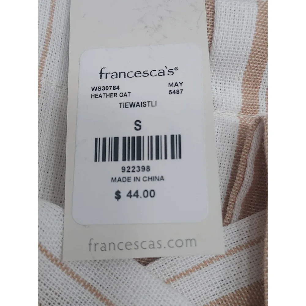 Francesca's ALYA tan/white wide striped Paper bag NWT shorts. Size S - Picture 6 of 9